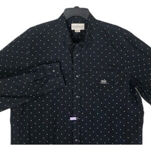 Denim Supply Ralph Lauren Black Shirt Mens 2XL White Polka Dots Button Down LS